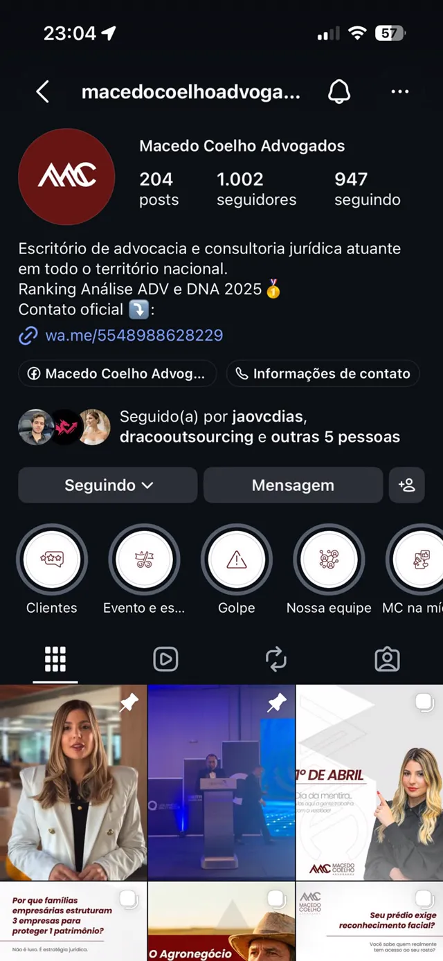 Instagram da Macedo Coelho